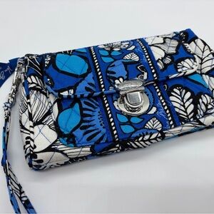 Vera Bradley Blue and Black Floral Clutch Wristlet Wallet